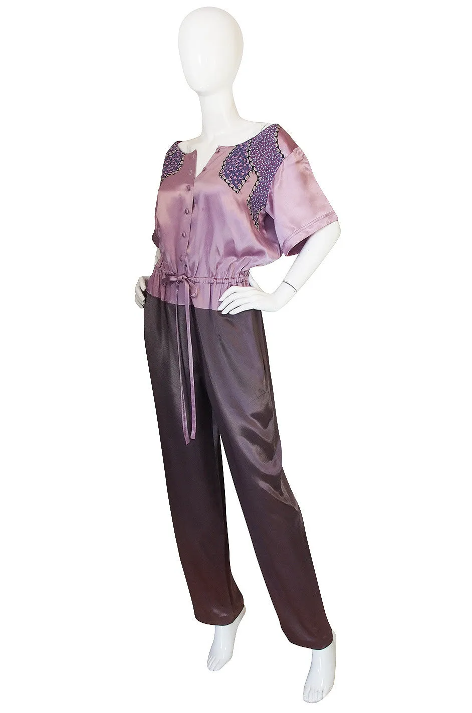 1970s Koos Van Der Akken Silk Satin Jumpsuit