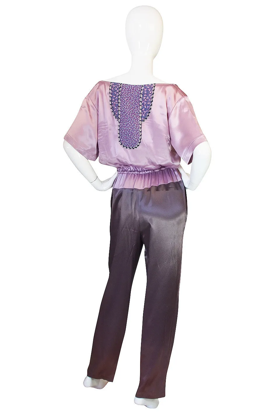 1970s Koos Van Der Akken Silk Satin Jumpsuit