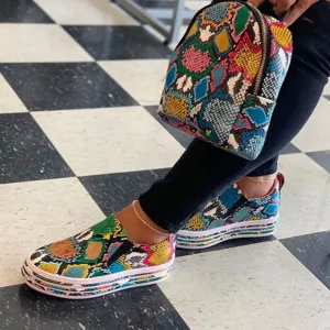 Amozae-- INS HOT Colorful Snake Printed Loafers Female Sneakers Fashion 2024 Comfortable Women Shoes Footwear Flats