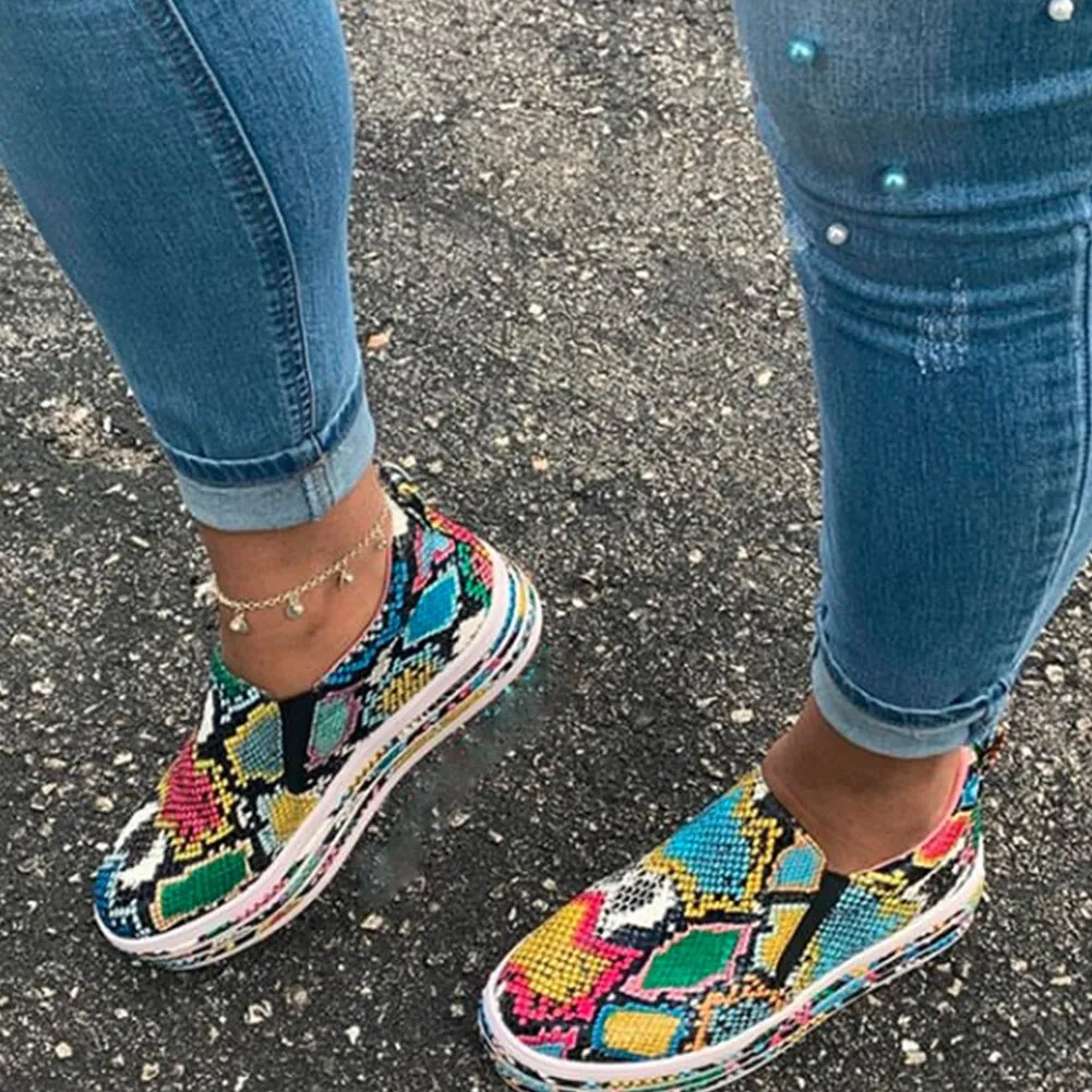 Amozae-- INS HOT Colorful Snake Printed Loafers Female Sneakers Fashion 2024 Comfortable Women Shoes Footwear Flats