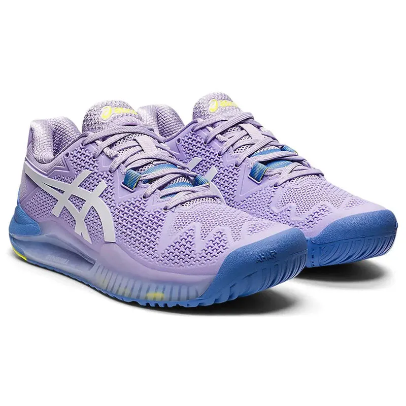 Asics Women Gel Resolution 8 Tennis Shoes Murasaki and White