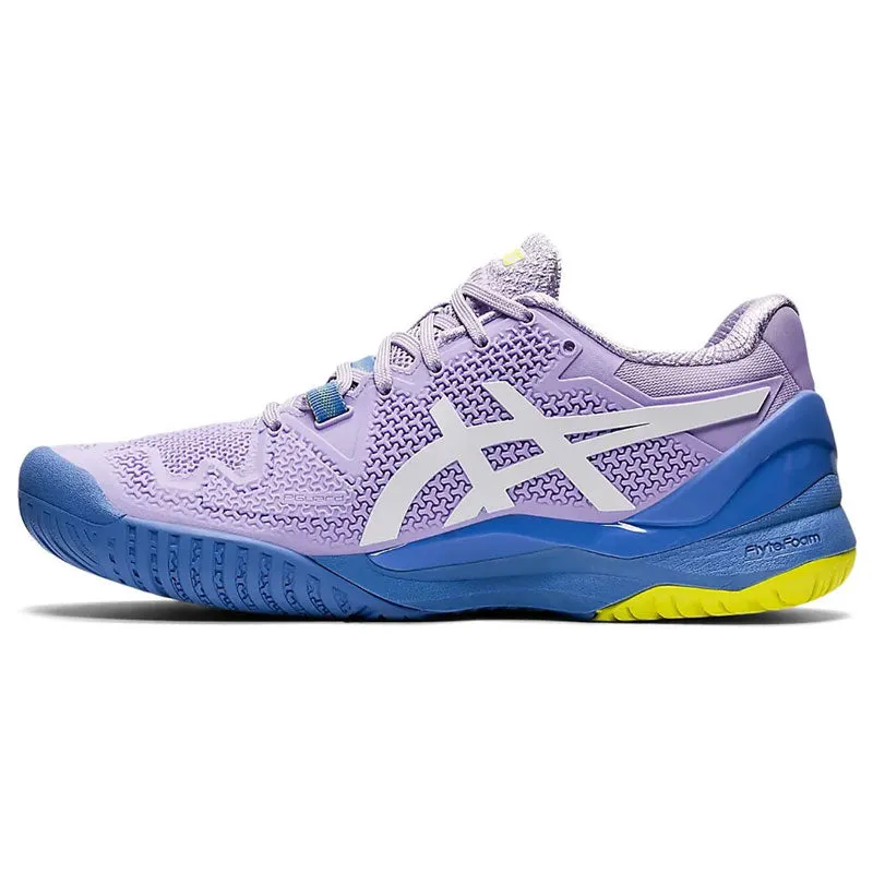 Asics Women Gel Resolution 8 Tennis Shoes Murasaki and White