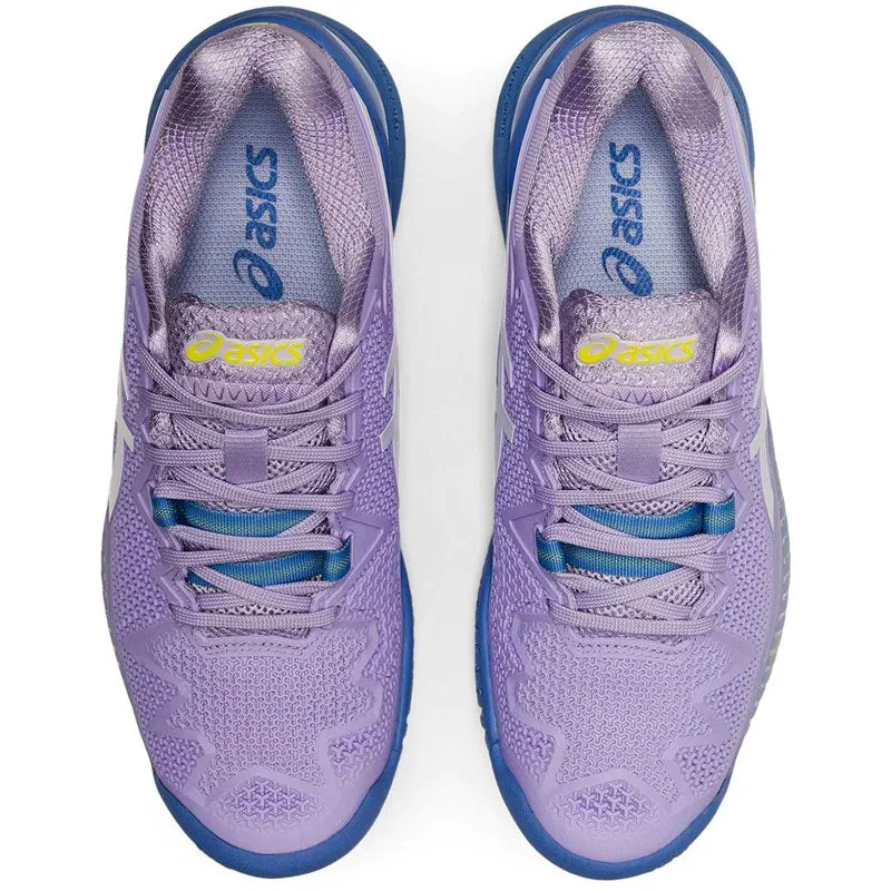 Asics Women Gel Resolution 8 Tennis Shoes Murasaki and White