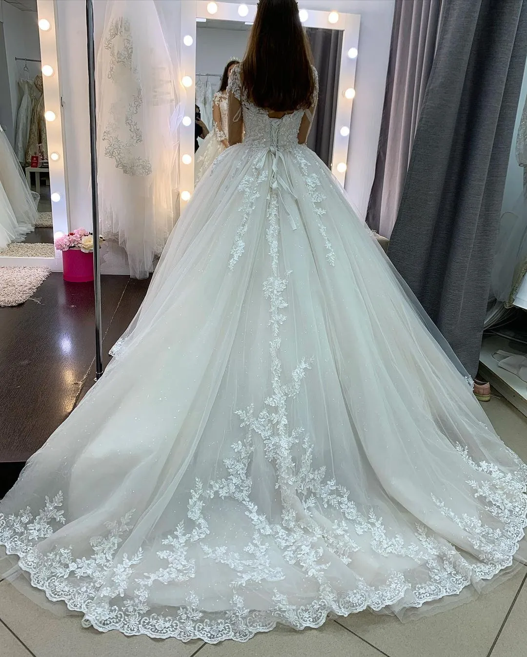 Boho A-line V-neck Chiffon Tulle Open Back Wedding Dress Long With Glitter