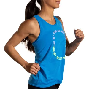 Brooks | Distance Tank 3.0 | Women's | Heather Azure Blue/Mind Loop