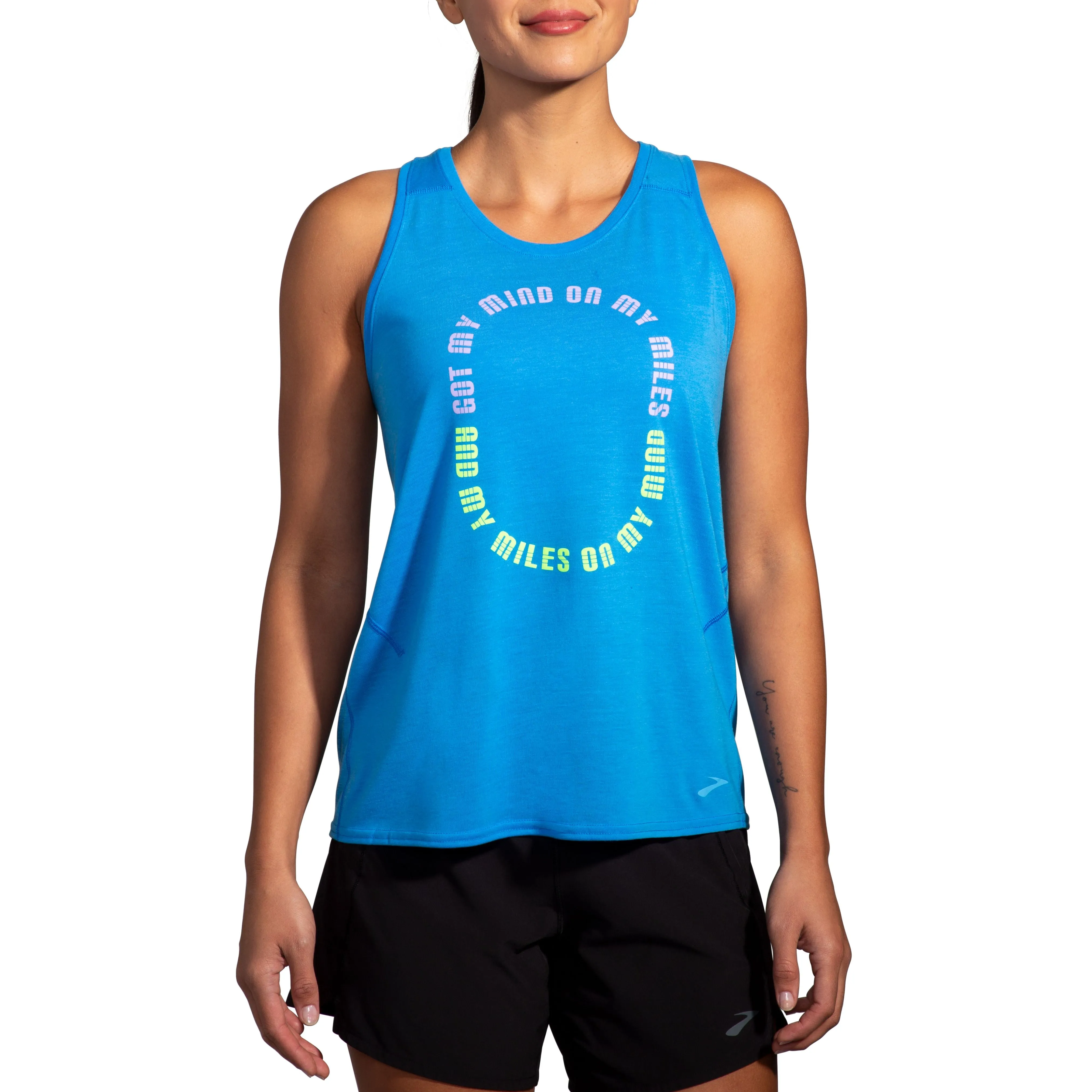 Brooks | Distance Tank 3.0 | Women's | Heather Azure Blue/Mind Loop