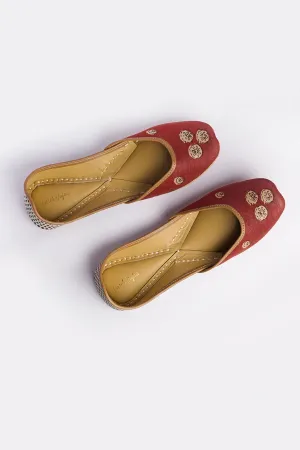 Chappa O Print - Maroon Block Print Jutti