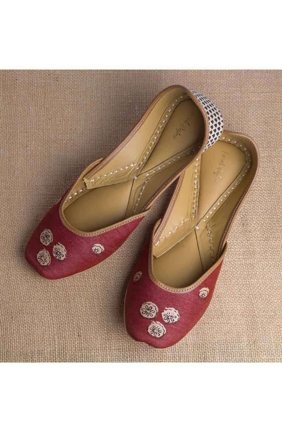Chappa O Print - Maroon Block Print Jutti