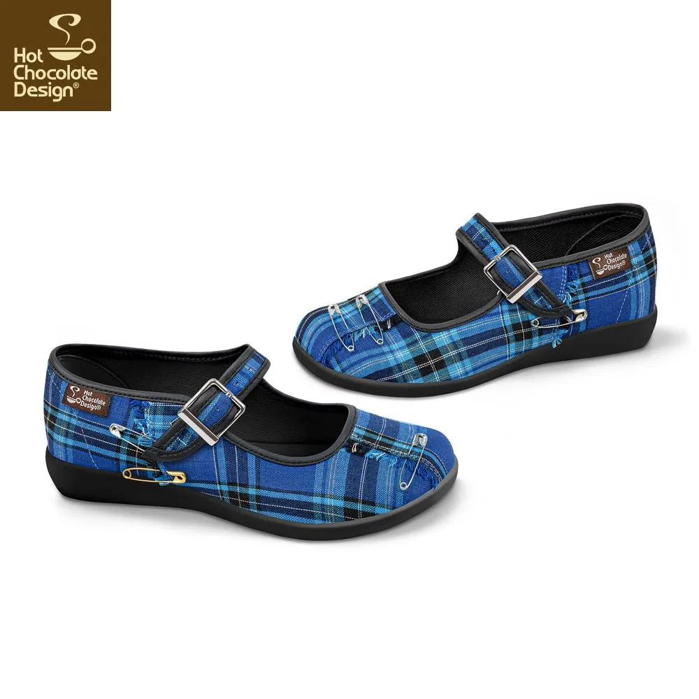 Chocolaticas® BLUE TARTAN Women's Mary Jane Flat