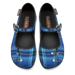 Chocolaticas® BLUE TARTAN Women's Mary Jane Flat