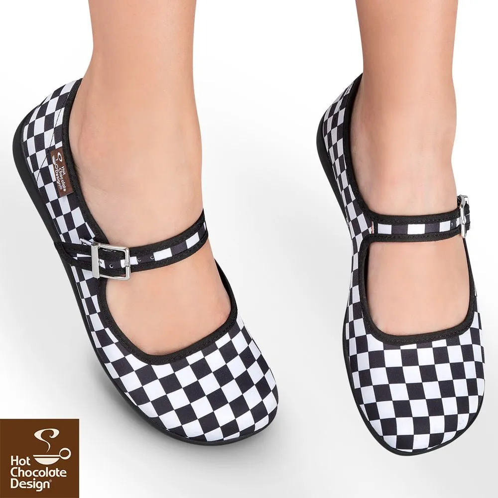 Chocolaticas® CHECKERS BLACK Women's Mary Jane Flat