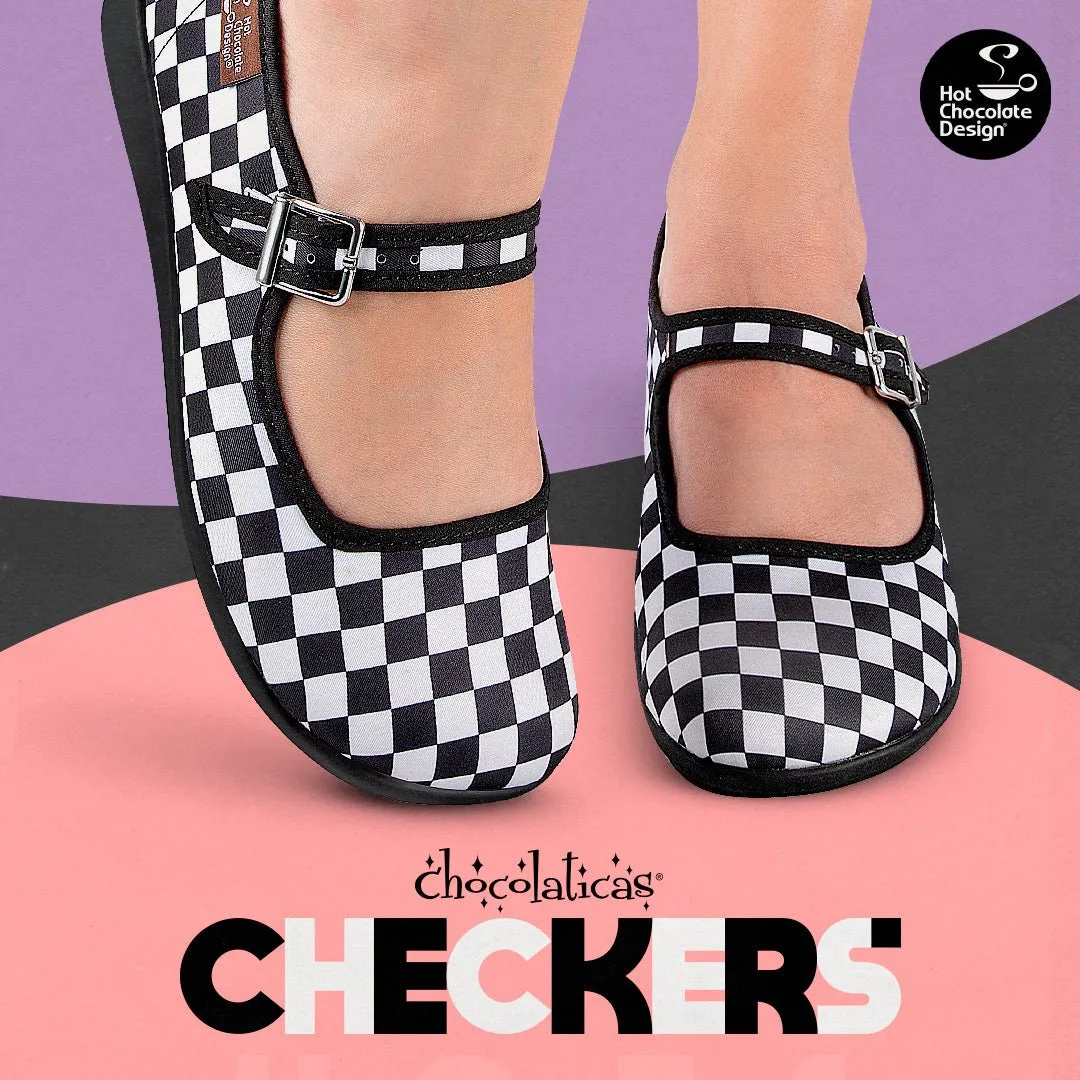 Chocolaticas® CHECKERS BLACK Women's Mary Jane Flat