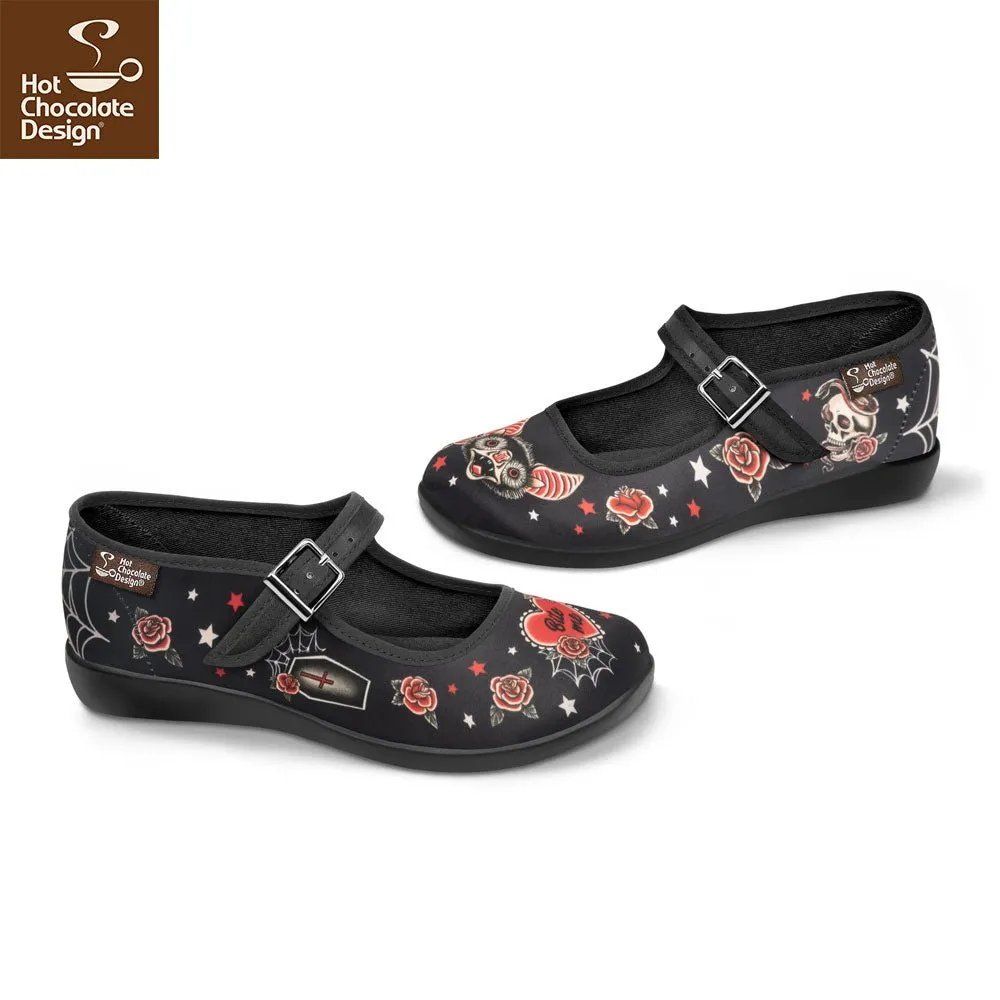 Chocolaticas® DARK TATTOO Women's Mary Jane Flat