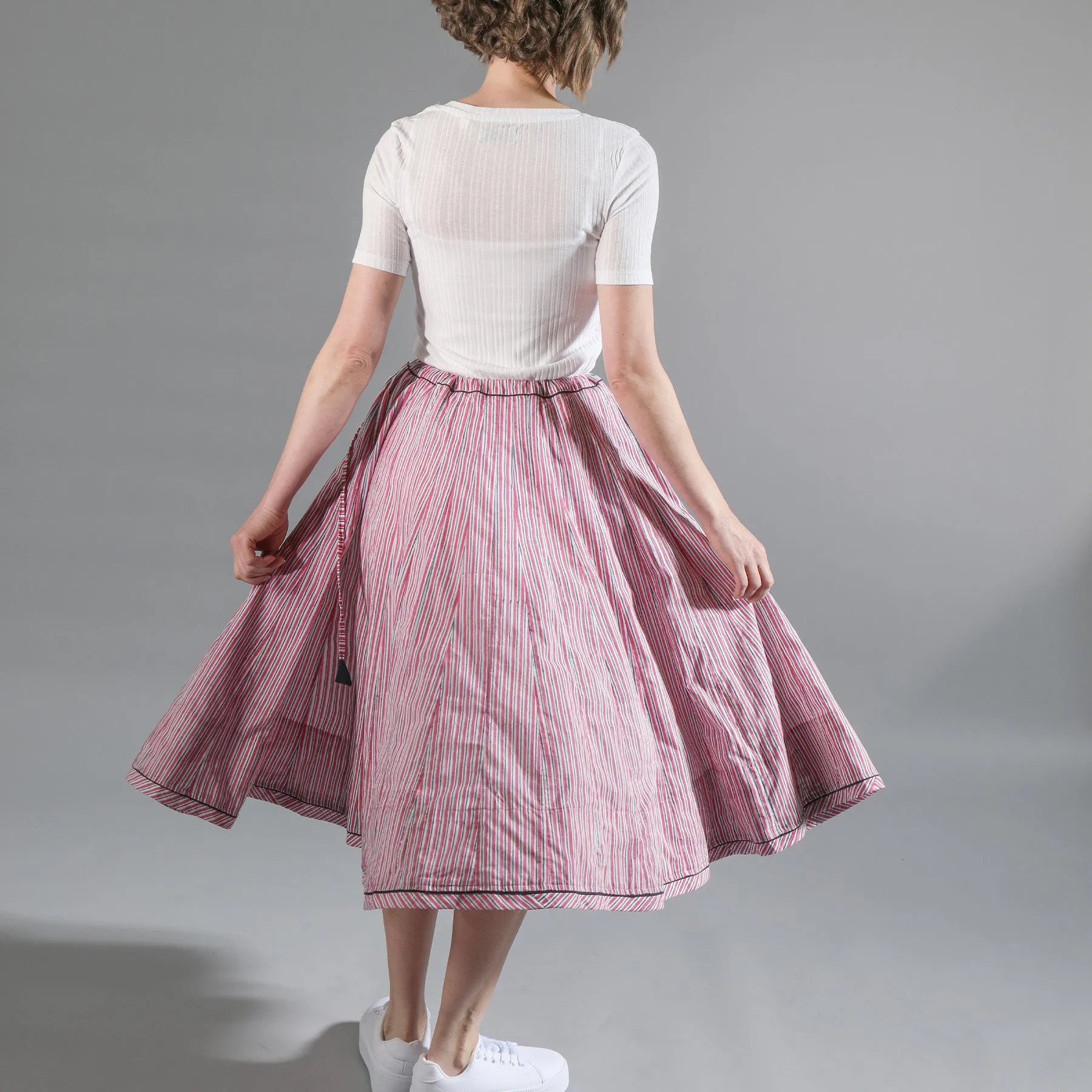 Cotton striped Skirt / Pink & Blue
