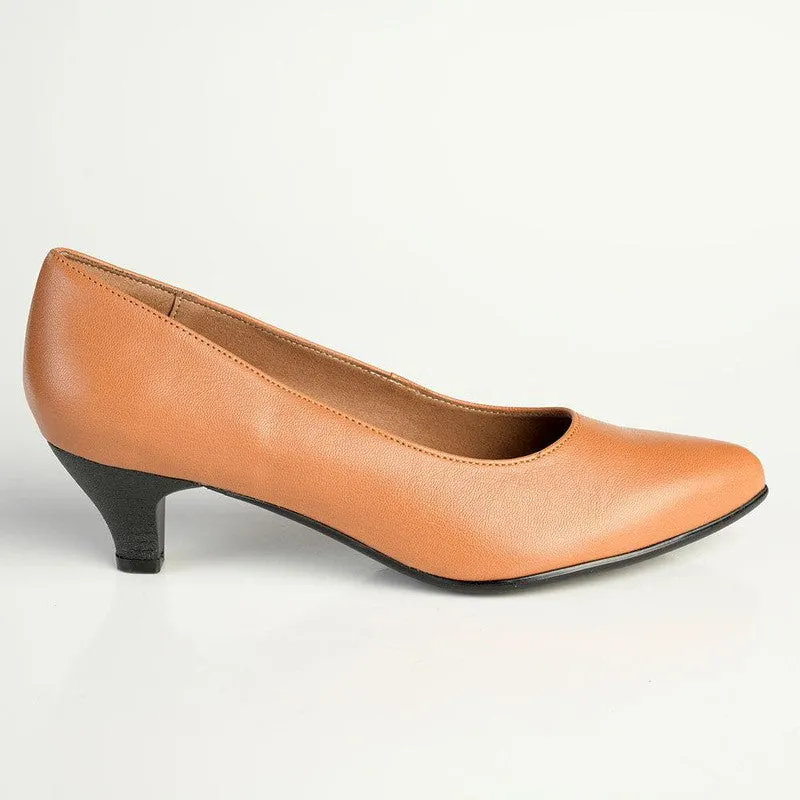 Froggie Spring Leather Penny Court Heel - Tan