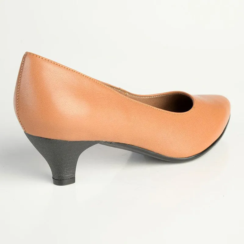 Froggie Spring Leather Penny Court Heel - Tan