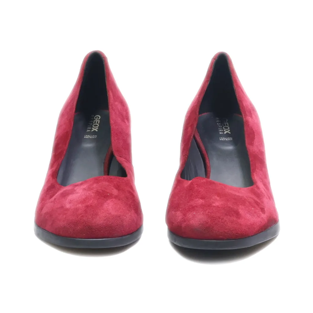 Geox Mid-Heel Shoes Suede Maroon Colour For Women