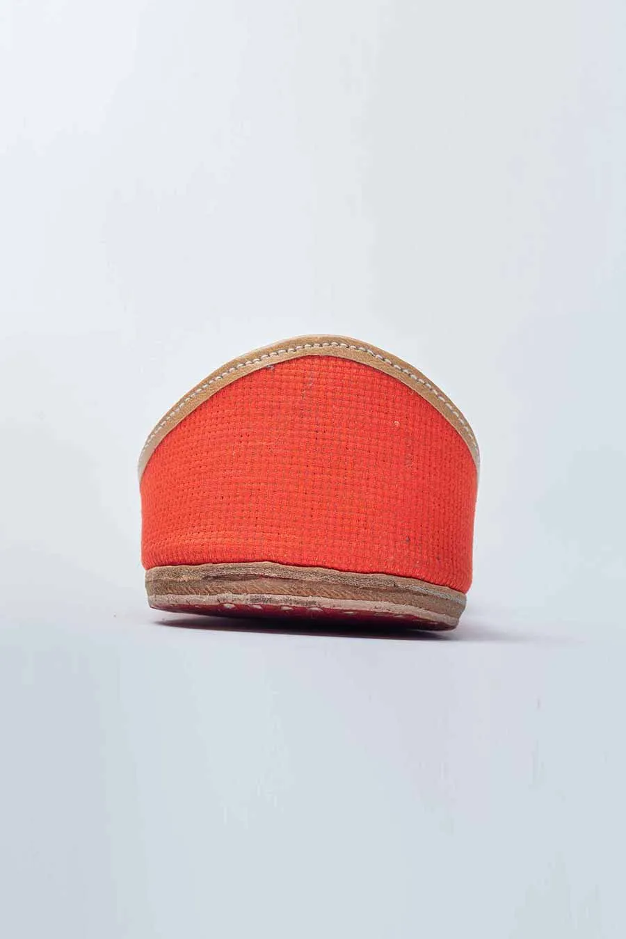 Grey & Orange Print Jutti With Zari Work