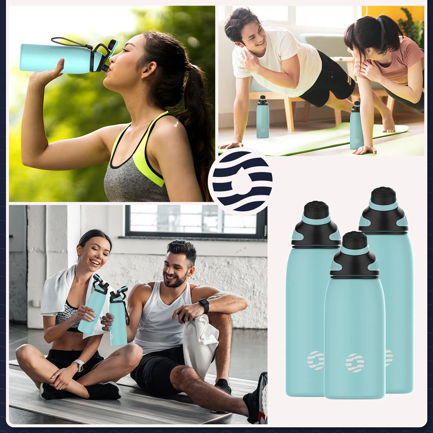 Healter 20oz Leakproof Free Drinking Water Bottle with Spout Lid for;  600ml Stainless Steel Sports Water Bottle for Fitness;  Gym and Outdoor Sports