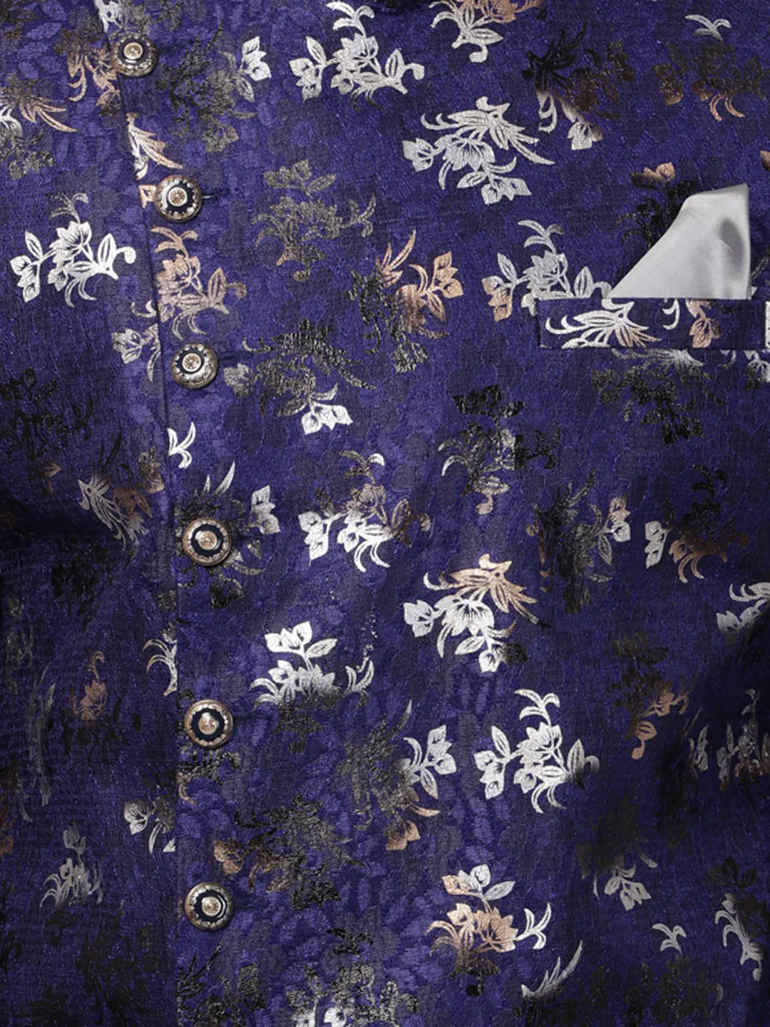 Jashvi Men's Blue Silk Blend Sherwani Set