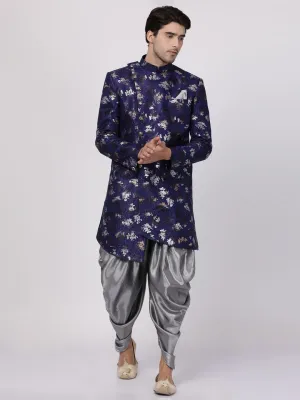 Jashvi Men's Blue Silk Blend Sherwani Set