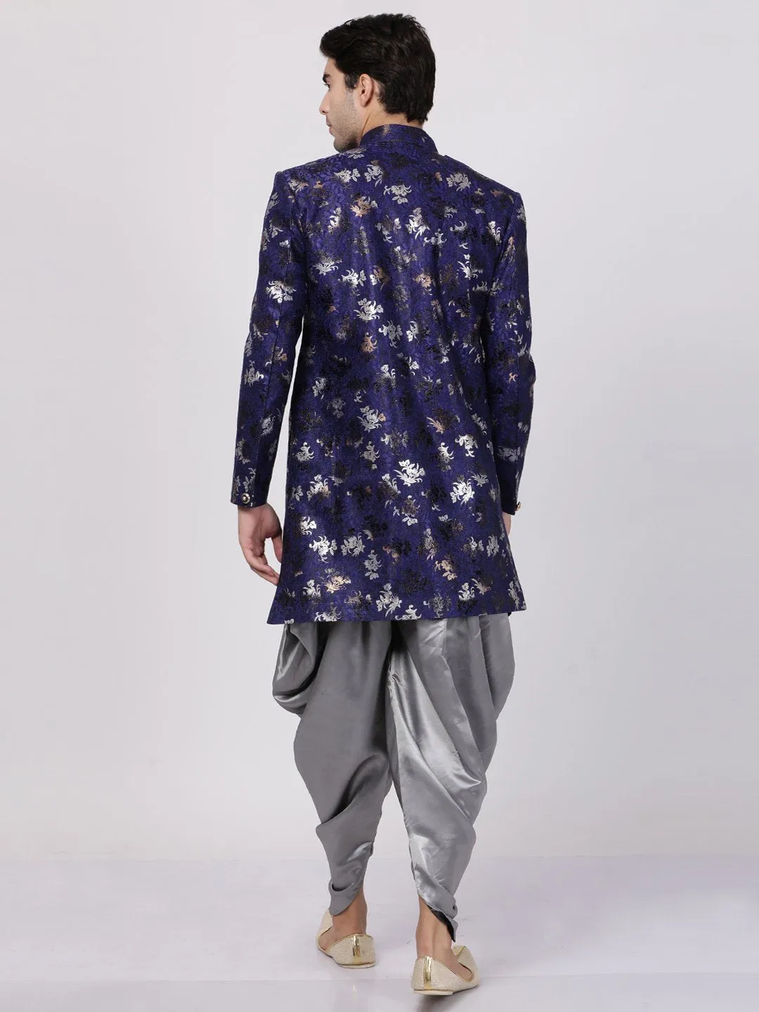 Jashvi Men's Blue Silk Blend Sherwani Set