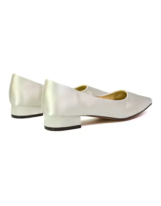 Karen Slip On Pointed Toe Wedding Shoes Low Heel Bridal Heels Court Shoes in Ivory