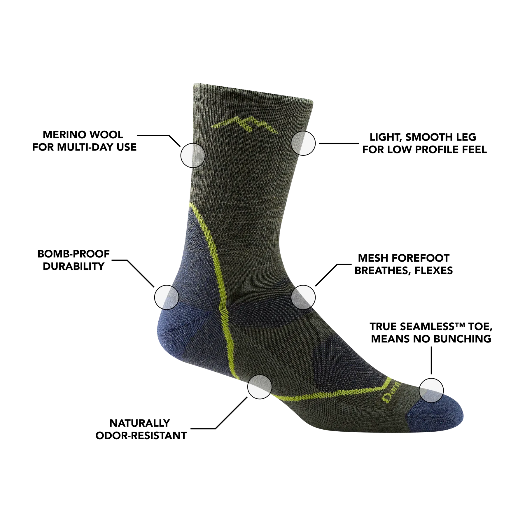 Light Hiker Micro Crew Lightweight Hiking Sock w/ Cushion (Men's) - D1972M