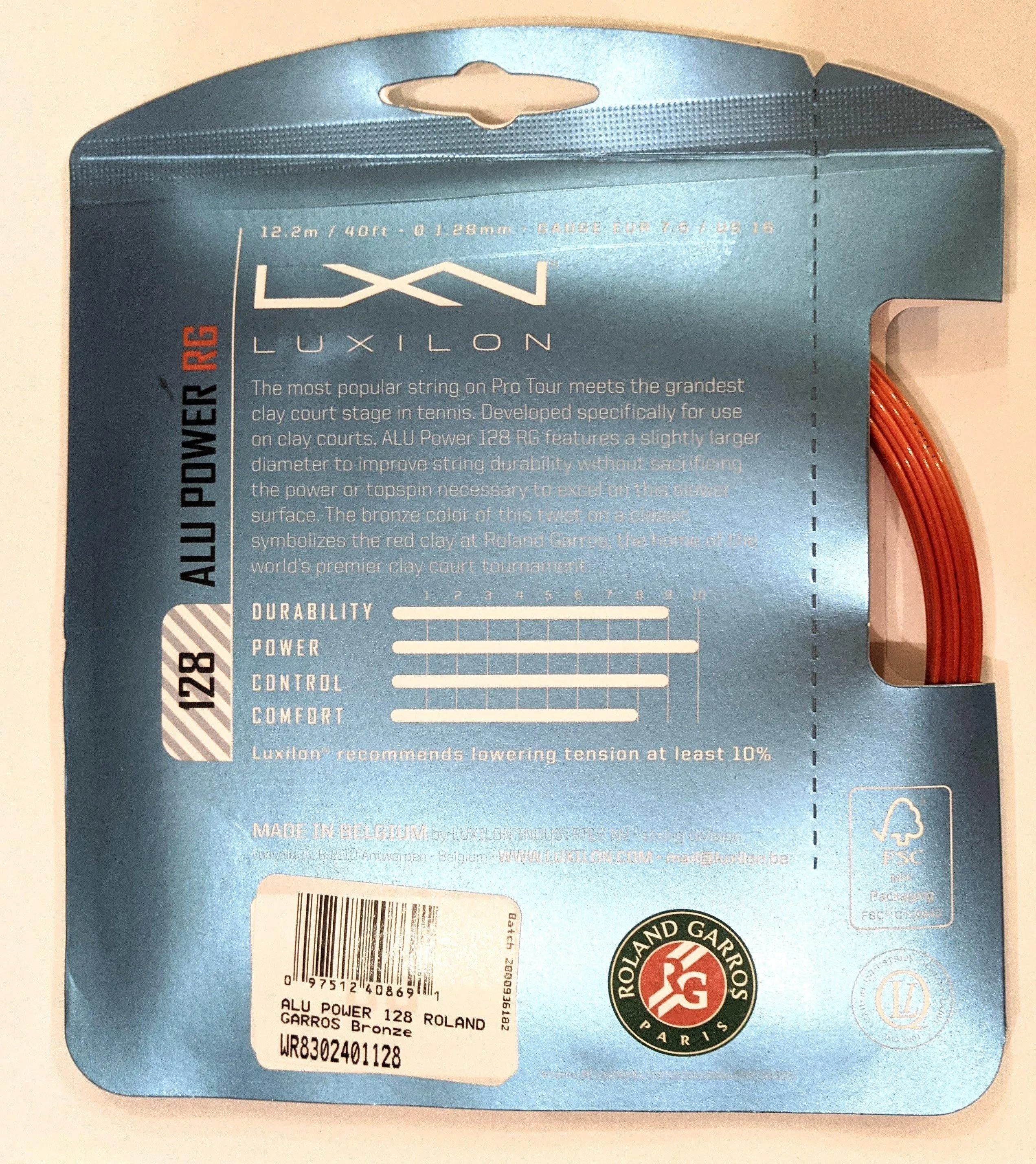 Luxilon Alu Power RG Roland Garros 128 16g Brown Tennis 12M String Set