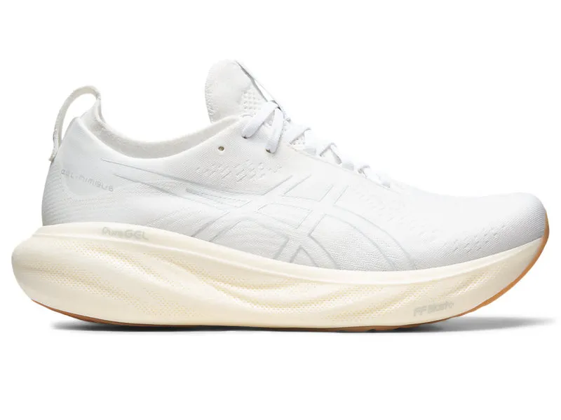 Men's Asics Gel-Nimbus 25, White/White, 7.5 D Medium