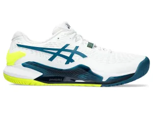 Men's Asics Gel-Resolution 9, White/Restful Teal, 8.5 D Medium