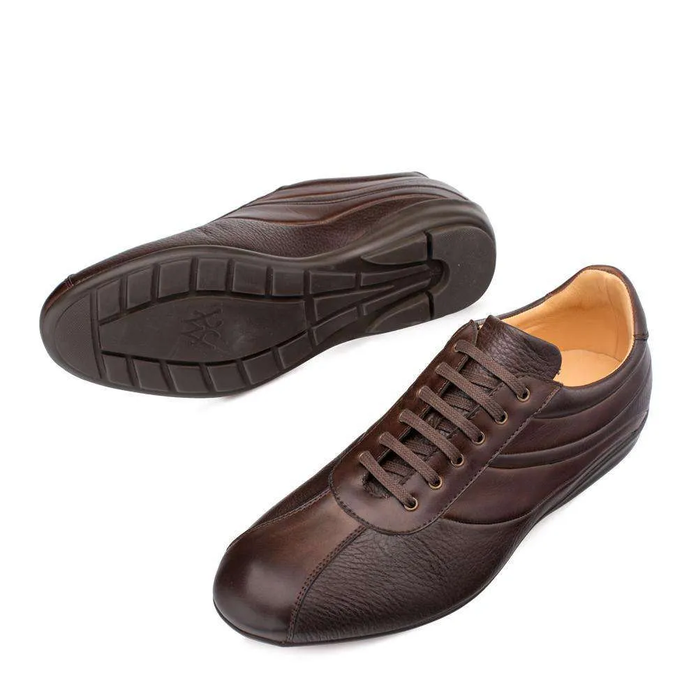 Mezlan Luka Men's Designer Shoes Brown Calf-skin Leather and Deer Skin Sneakers 9079 (MZ3010)