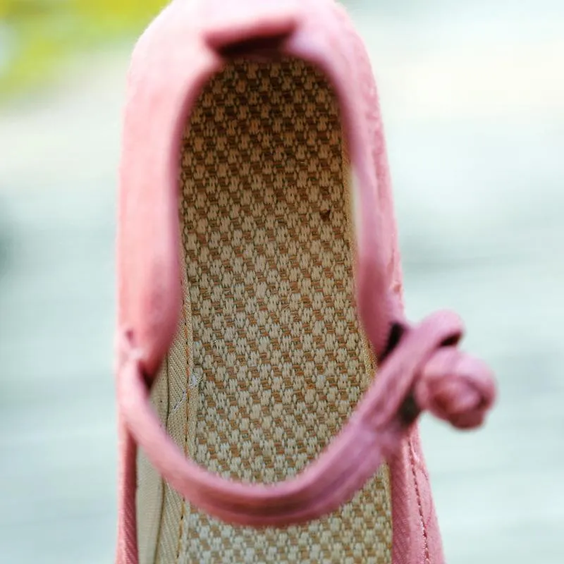Pink Cotton & Linen Shoes