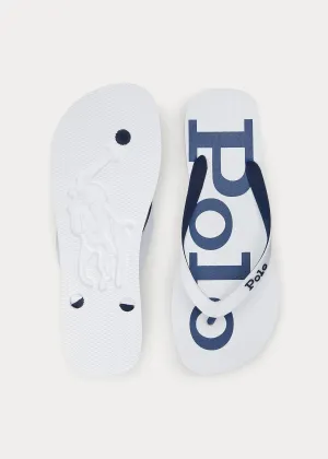 Ralph Lauren Men's Bolt Logo Flip-Flop | White/Navy