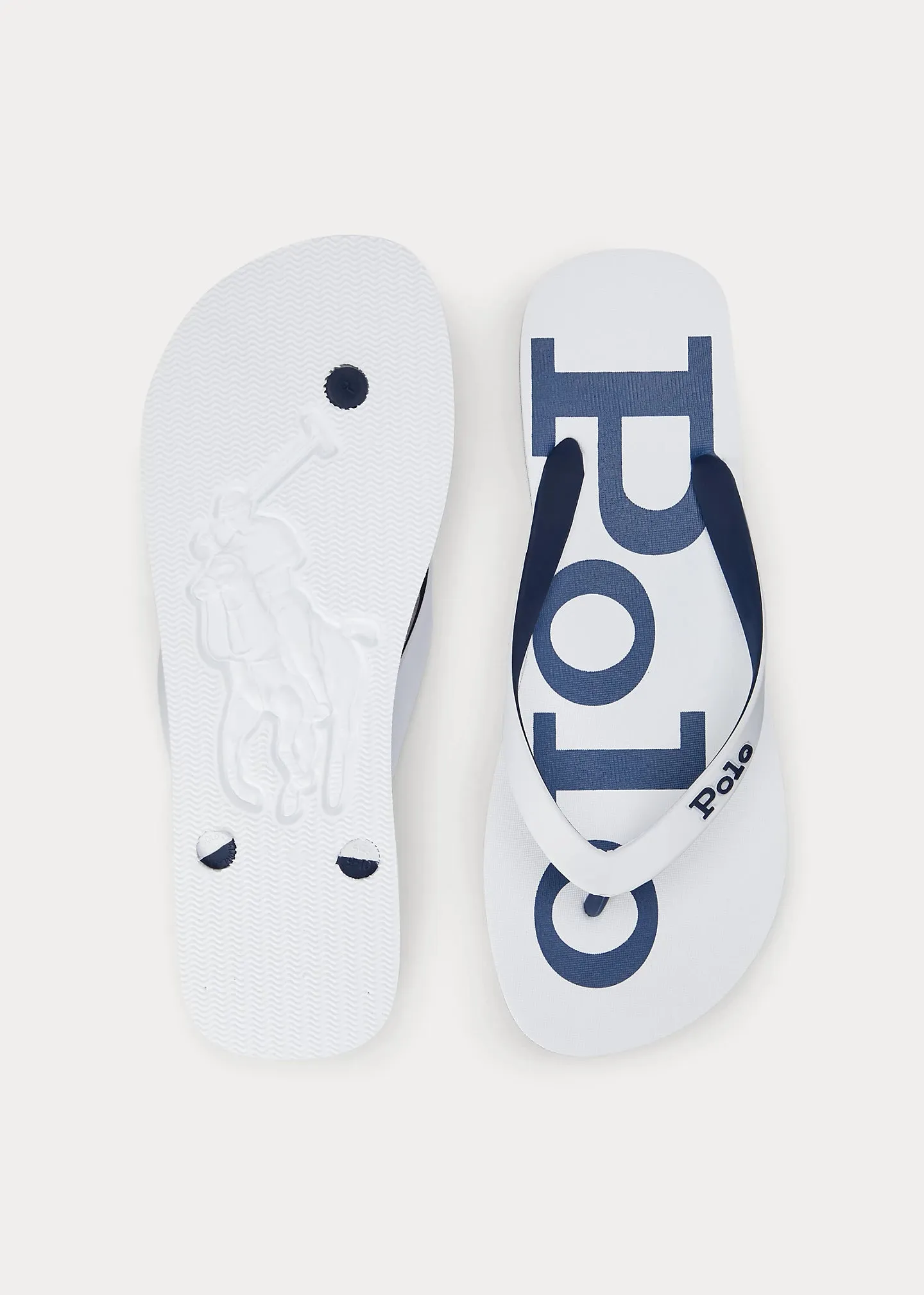 Ralph Lauren Men's Bolt Logo Flip-Flop | White/Navy