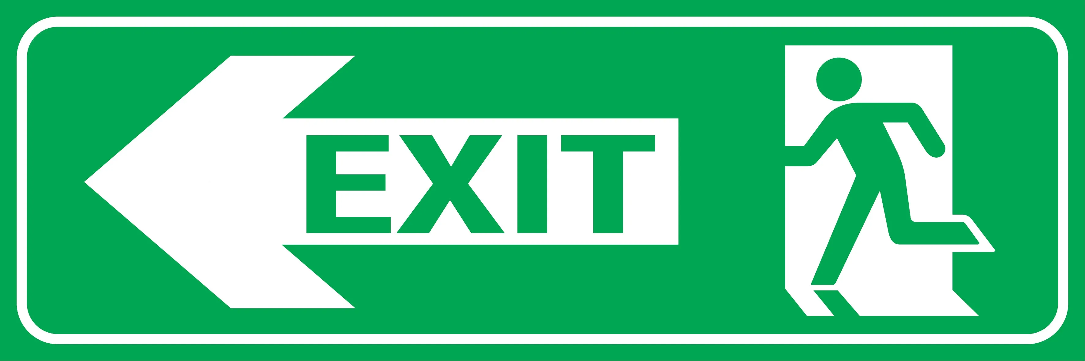 Running Man Left Arrow Exit Sign
