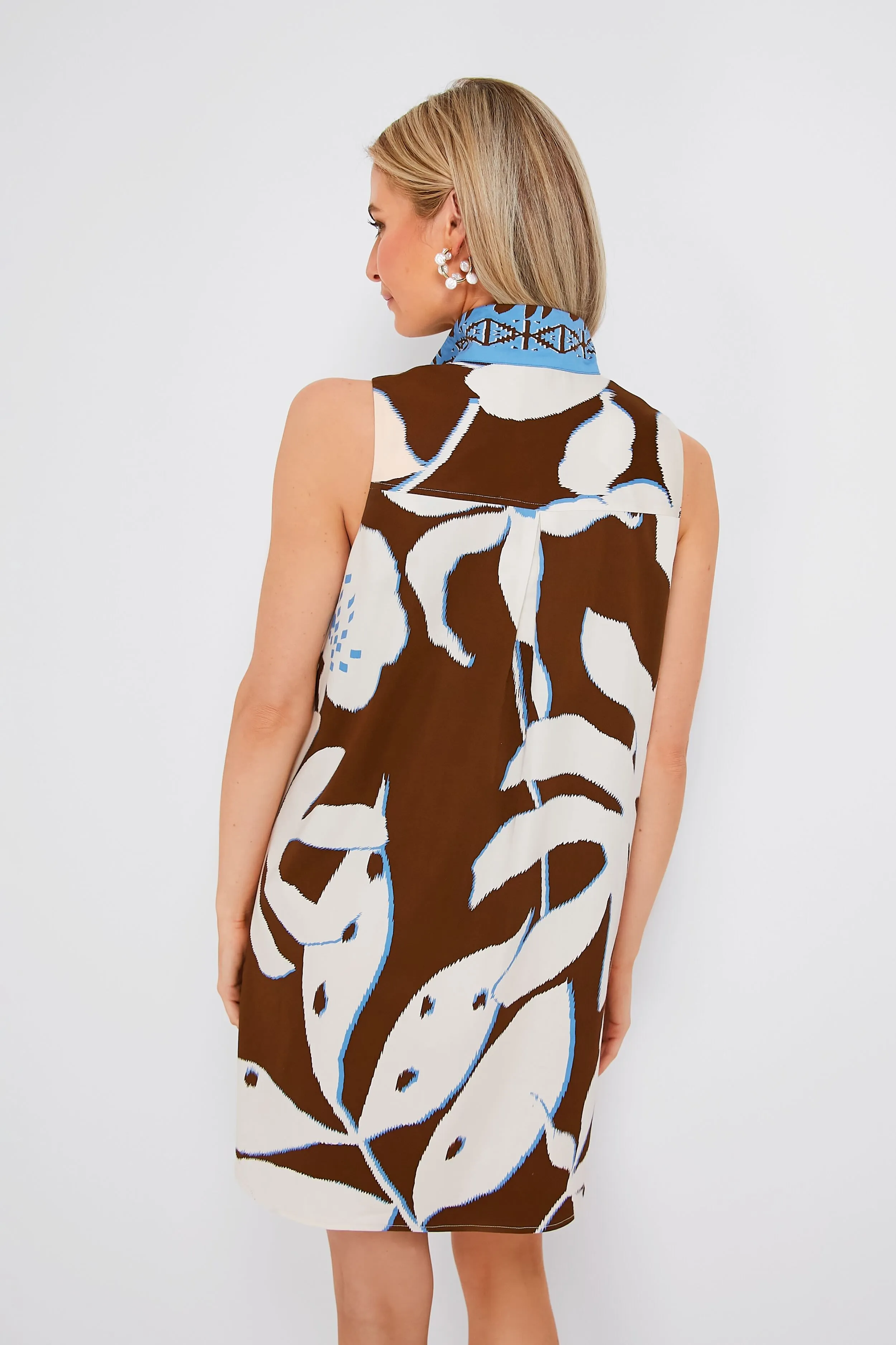 Tan Palm Sleeveless Charlie Dress