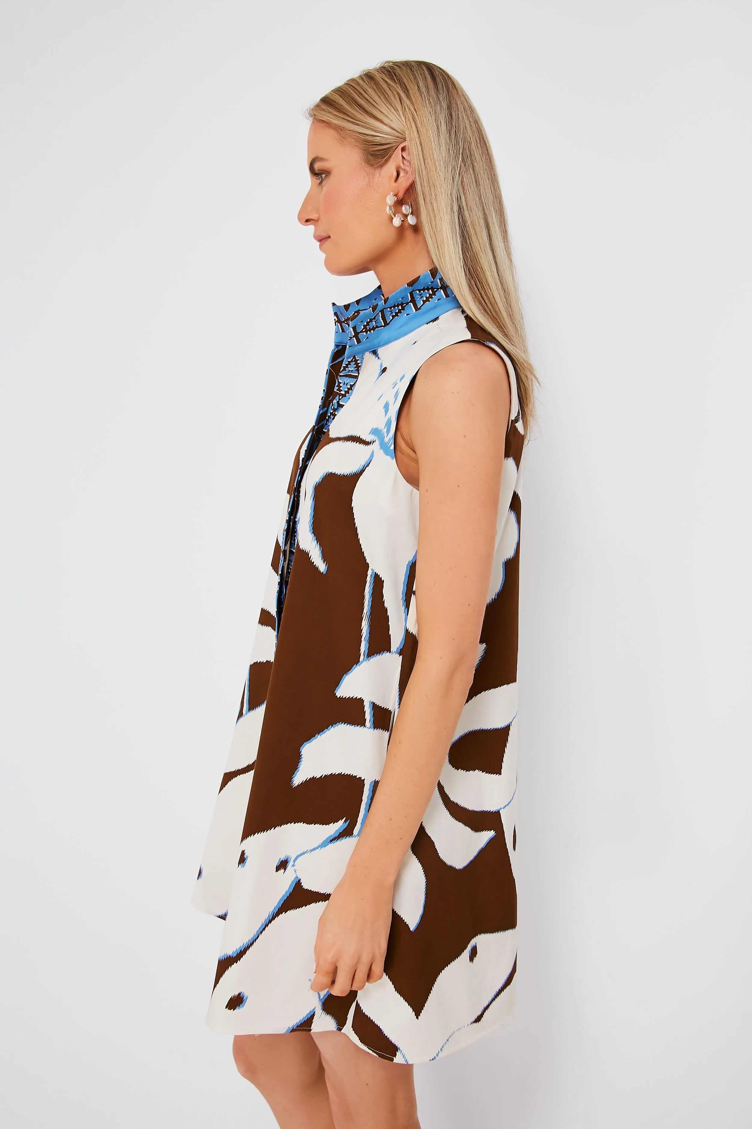 Tan Palm Sleeveless Charlie Dress