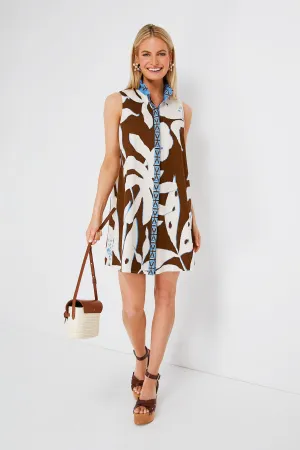 Tan Palm Sleeveless Charlie Dress