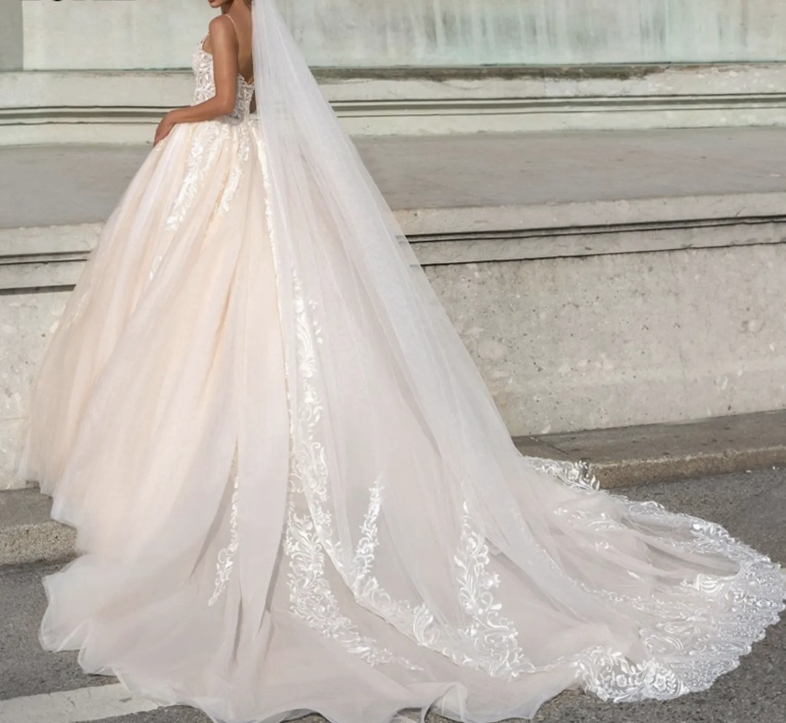 Tulle Lace Sleeveless Wedding Day Bridal Gown
